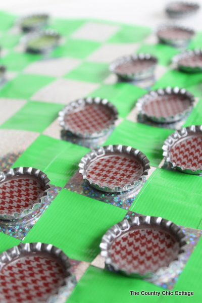 DIY Travel Bottle Cap Checkers how to make your own DIY Travel Bottle Cap Checkers