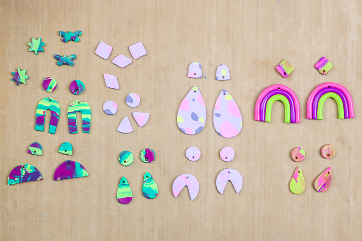 earring shapes but from oven bake clay