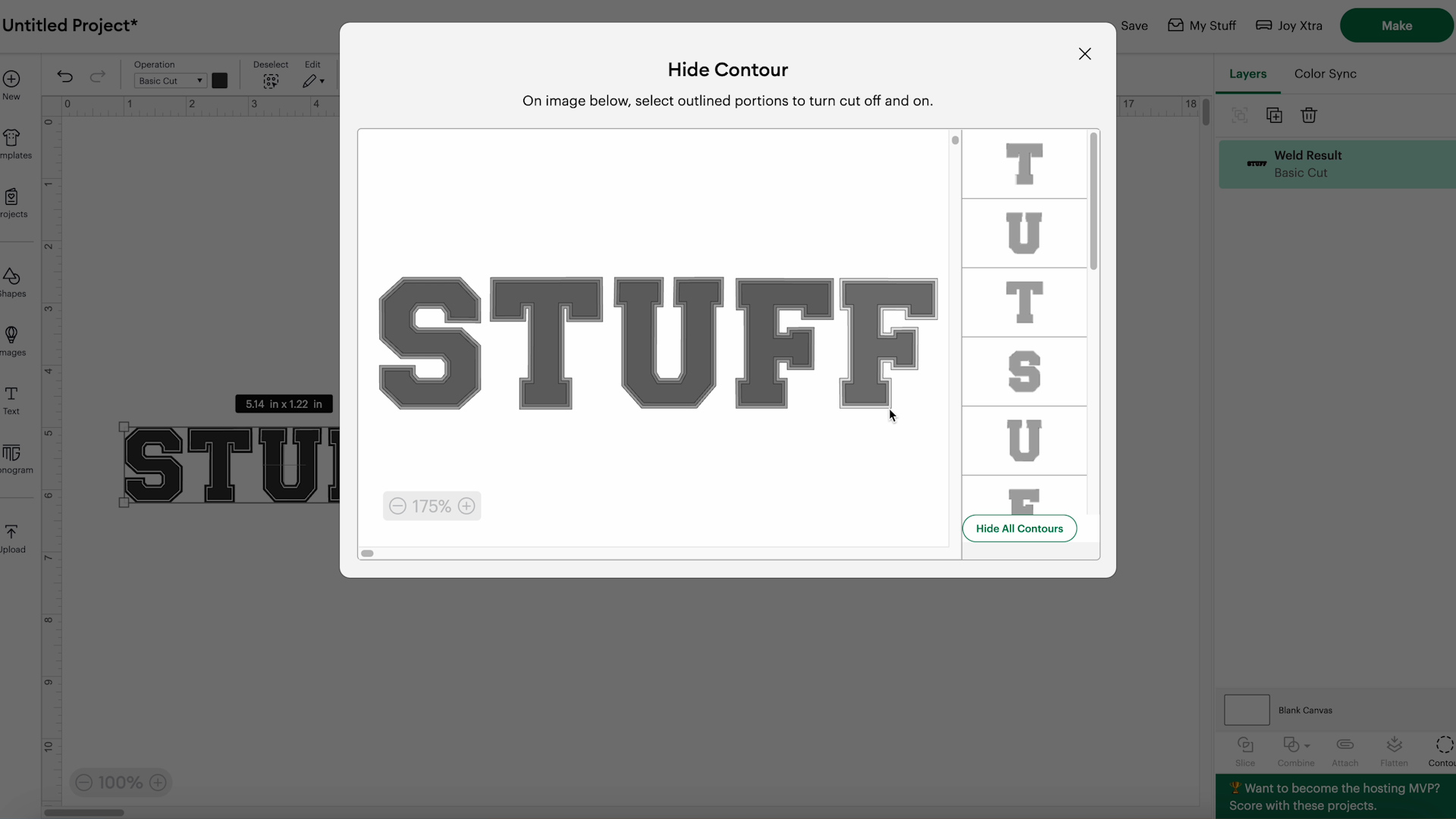 contour feature in cricut design space